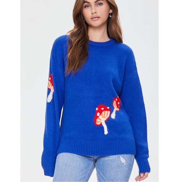 Forever 21 Sweaters - Forever 21 Mushroom Ribbed Trim Knit Sweater